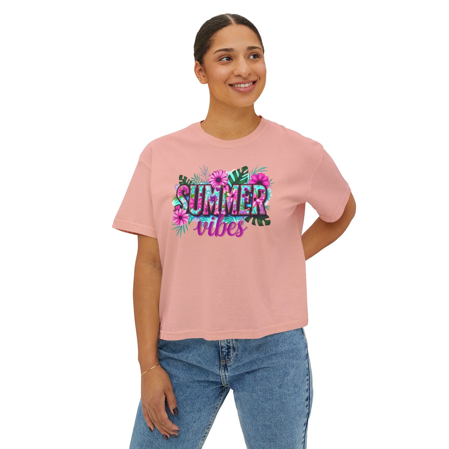 SummerVibes Boxy Tee SummerTee Tropical Vibes, multi colourSunshineStateOf Mind