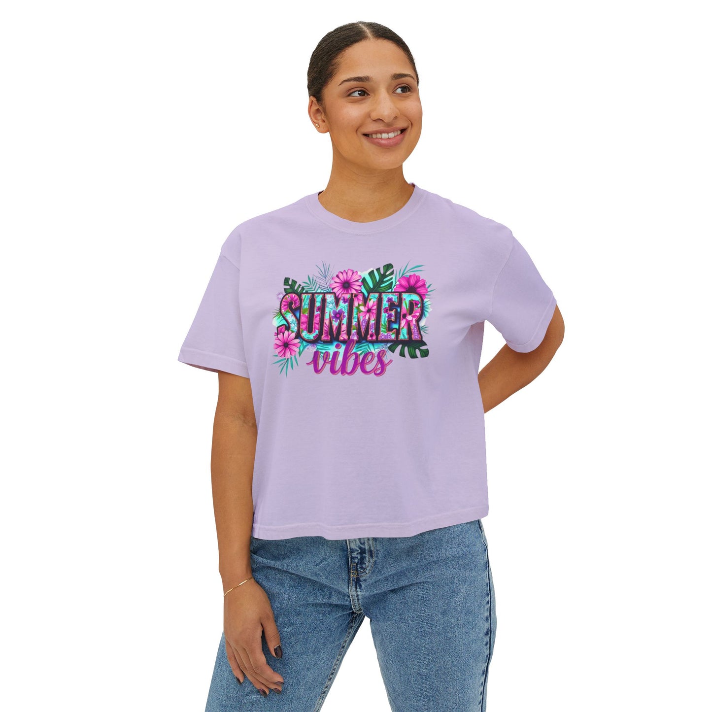 SummerVibes Boxy Tee SummerTee Tropical Vibes, multi colourSunshineStateOf Mind