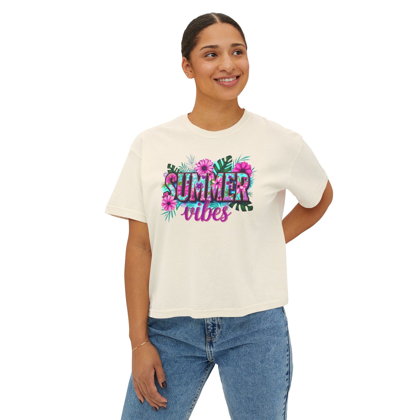 SummerVibes Boxy Tee SummerTee Tropical Vibes, multi colourSunshineStateOf Mind