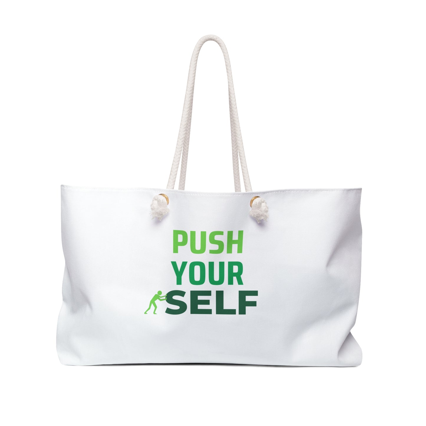 Push Your Self Motivational Weekender Bag | Large Travel Tote for Gym, Beach, Yoga, Gift for Fitness Lovers