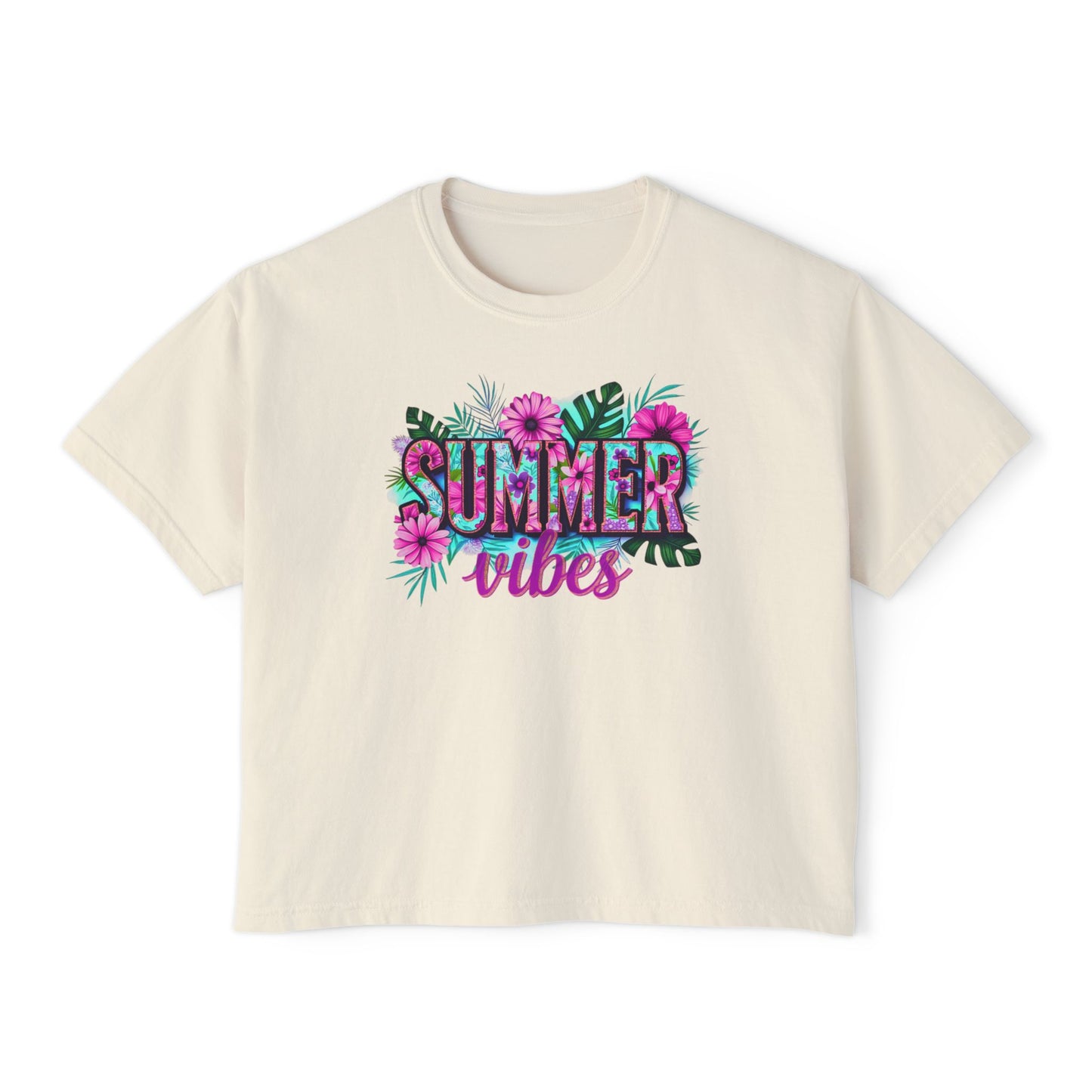 SummerVibes Boxy Tee SummerTee Tropical Vibes, multi colourSunshineStateOf Mind