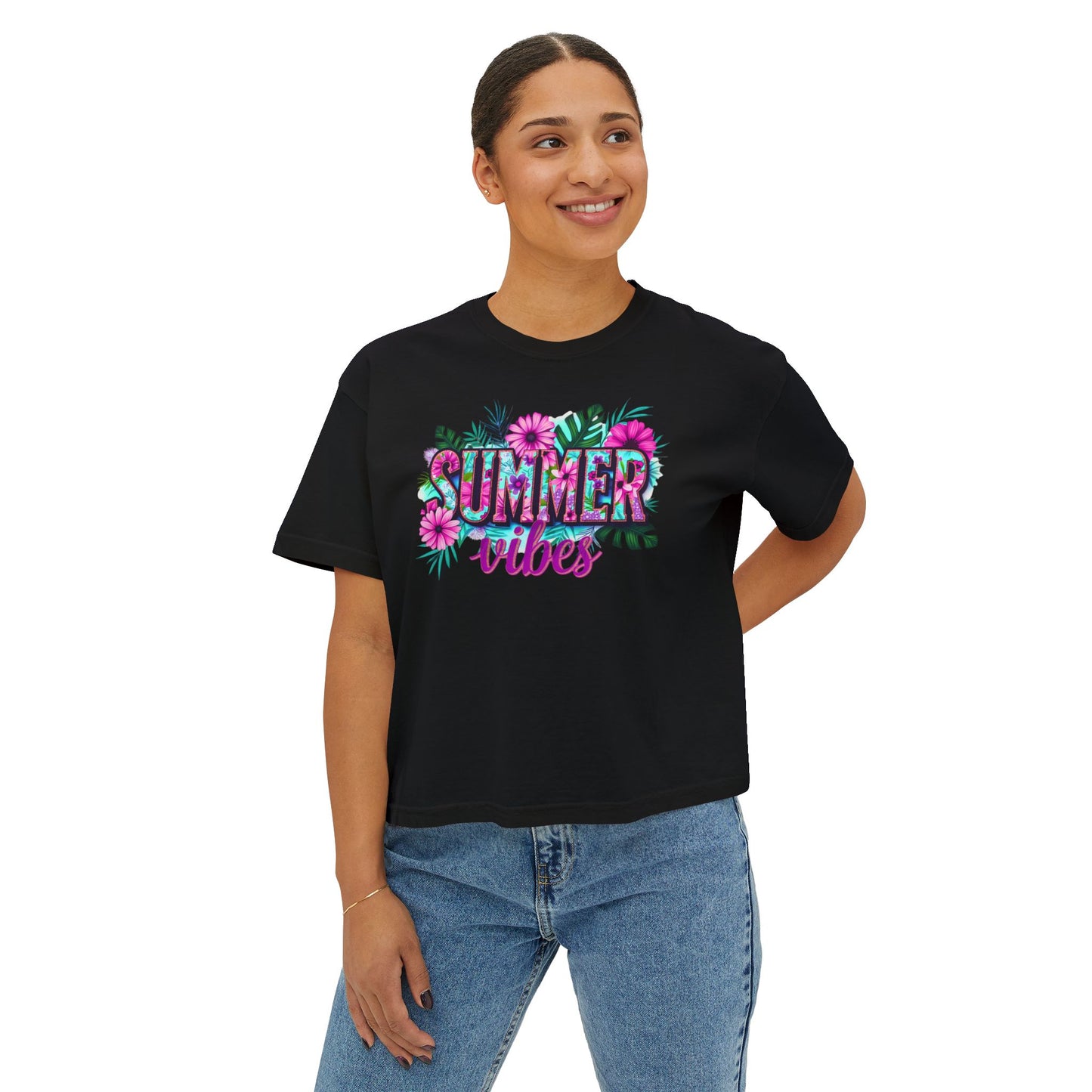 SummerVibes Boxy Tee SummerTee Tropical Vibes, multi colourSunshineStateOf Mind