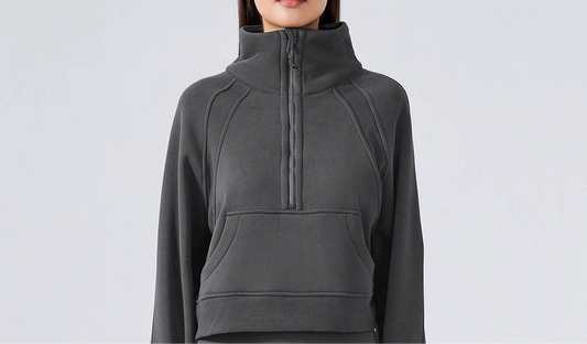 Women’s Half-Zip Fleece Sport Coat with Thumbholes-0