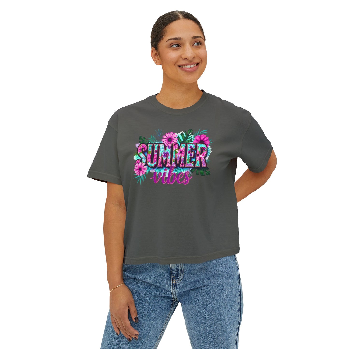 SummerVibes Boxy Tee SummerTee Tropical Vibes, multi colourSunshineStateOf Mind