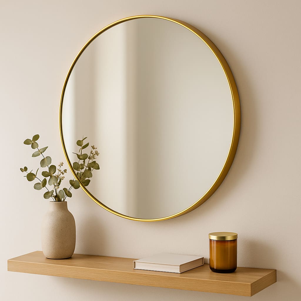 Rei - Round Gold Metal Circle Mirror - 70cm x 70cm-1