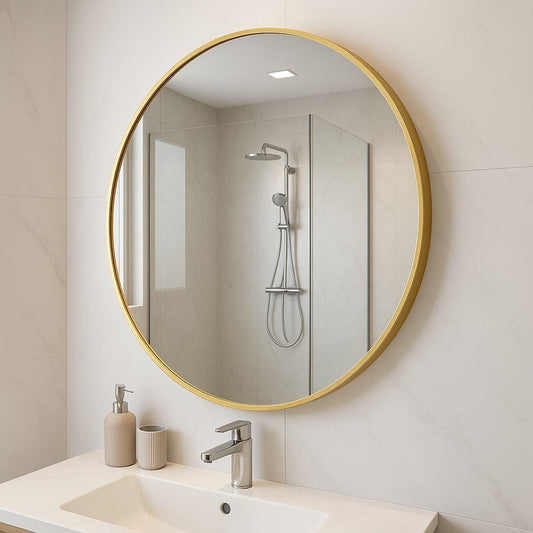 Rei - Round Gold Metal Circle Mirror - 70cm x 70cm-0